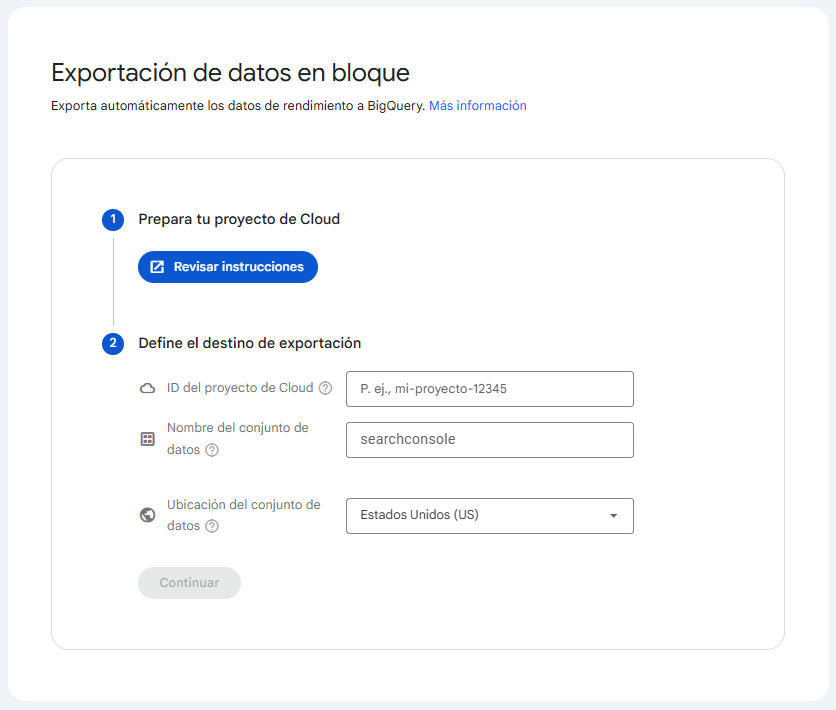 02_GSC_BQ_configuracion dataset destino