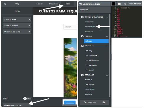 CMS modificar tema