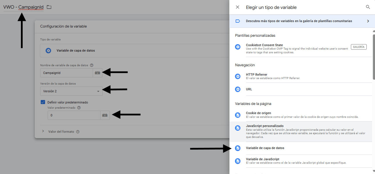 VWO_01 crear variable data layer